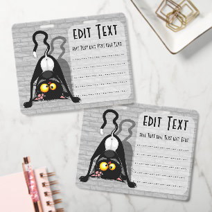 Badge Chat à l'envers Personnage de dessin animé drôle
