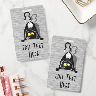 Badge Chat à l'envers Personnage de dessin animé drôle