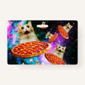 Badge Chat à pizza de l'espace amusant (Dos)