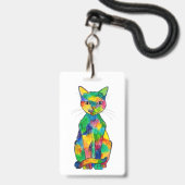 Badge Chat Arc-en-Ciel (Arrière avec lanière)