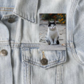 Badge Chat, Blanc, Animaux (Insitu)