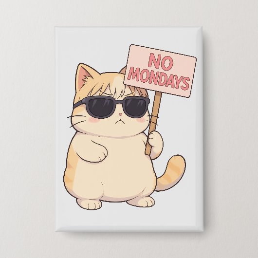 Badge Chat Cool Pas De Lundi Mème Esthétique (Recto)