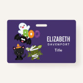 Badge Chat de Cute Halloween, bat, mummy et ghost (Dos)