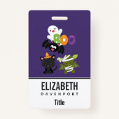 Badge Chat de Cute Halloween, bat, mummy et ghost (Dos)