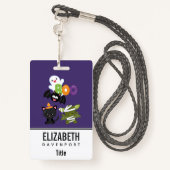 Badge Chat de Cute Halloween, bat, mummy et ghost (Derrière avec lanière)