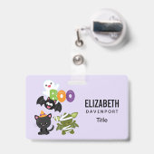 Badge Chat de Cute Halloween, bat, mummy et ghost (Arrière avec rétractable)