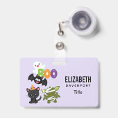 Badge Chat de Cute Halloween, bat, mummy et ghost (Avant avec rétractable)
