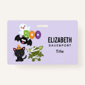 Badge Chat de Cute Halloween, bat, mummy et ghost (Dos)