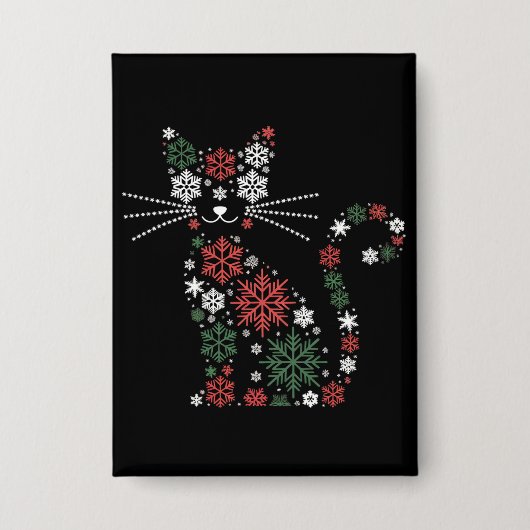 Badge Chat de Noël a inventé des flocons de neige Drôles (Recto)