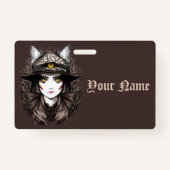 Badge Chat de sorcière Halloween Déplaisant Portrait mig (Dos)