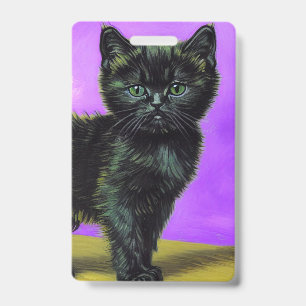 Badge Chat de style Van Gogh