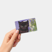Badge Chat de style Van Gogh avec des fleurs blanches (Manuel / portable)