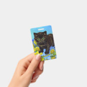Badge Chat de style Van Gogh avec tournesols (Manuel / portable)