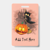 Badge Chat effrayé par Citrouille Fun Halloween caractèr (Arrière)