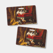 Badge Chat et chatons jouant avec une chaise (Avant & arrière)