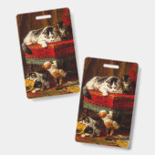 Badge Chat et chatons Jouer avec chaise (Avant & arrière)