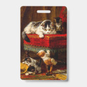 Badge Chat et chatons Jouer avec chaise (Arrière)