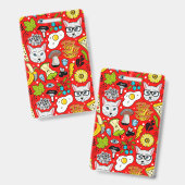 Badge Chat et œuf sur fond rouge (Avant & arrière)