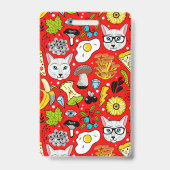 Badge Chat et œuf sur fond rouge (Arrière)