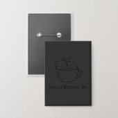 Badge Chat Introverti Batterie Sociale Zéro Avant Cervea (Recto/Verso)
