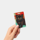 Badge Chat noir de Van Gogh Fleurs rouges (Manuel / portable)