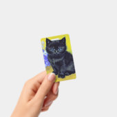 Badge Chat noir de Van Gogh Fleurs violettes (Manuel / portable)