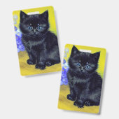 Badge Chat noir de Van Gogh Fleurs violettes (Avant & arrière)