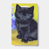 Badge Chat noir de Van Gogh Fleurs violettes (Arrière)