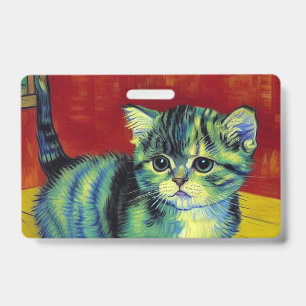 Badge Chat tigré de Van Gogh