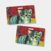 Badge Chat tigré de Van Gogh (Avant & arrière)