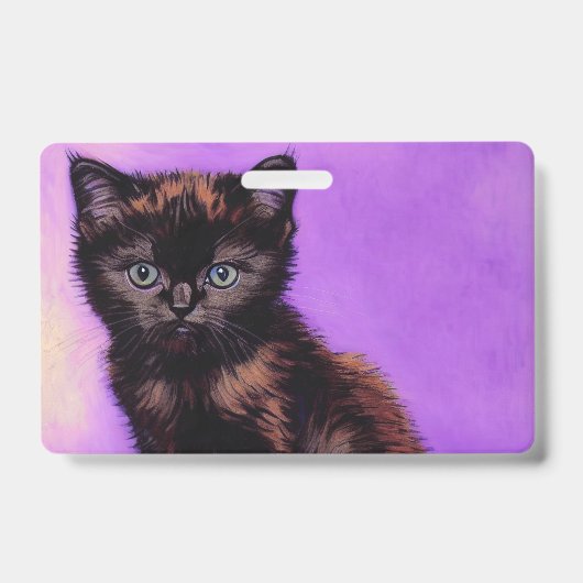 Badge Chat Violet de Style Van Gogh (Avant)