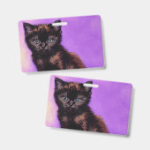 Badge Chat Violet de Style Van Gogh (Avant & arrière)