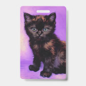 Badge Chat Violet de Style Van Gogh (Arrière)