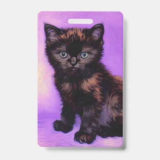 Badge Chat Violet de Style Van Gogh (Avant)
