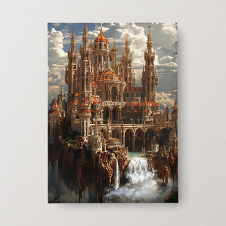 Badge Château de fantasy gothique dans le paysage oniriq