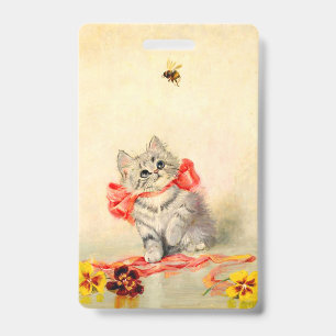 Badge Chaton au ruban rouge