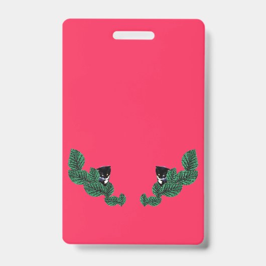 Badge Chaton avec des feuilles (Avant)