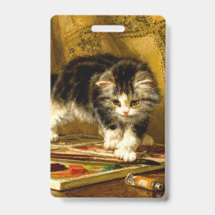 Badge Chaton avec peinture et pinceaux