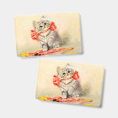 Badge Chaton avec un ruban rouge (Avant & arrière)