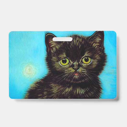 Badge Chaton Boudeur Style Van Gogh (Avant)
