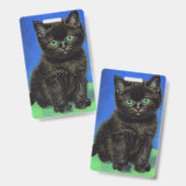 Badge Chaton noir de style Van Gogh (Avant & arrière)