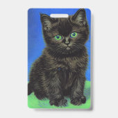 Badge Chaton noir de style Van Gogh (Arrière)