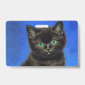 Badge Chaton noir de style Van Gogh (Arrière)