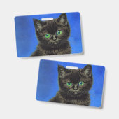 Badge Chaton noir de style Van Gogh (Avant & arrière)
