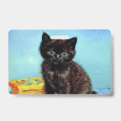 Badge Chaton noir de Van Gogh avec fil (Arrière)