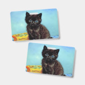 Badge Chaton noir de Van Gogh avec fil (Avant & arrière)