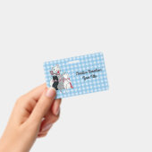 Badge Chatons Avec Mère Souriante Chat Bleu Blanc Plaid (Manuel / portable)