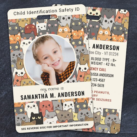 Badge Chats Boho Personnalisé Photo moderne Identificati