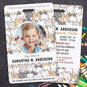 Badge Chats Mignons Personnalisation Photo Moderne Enfan