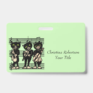 Badge Chats noirs jouant de la musique Feuille de notes 
